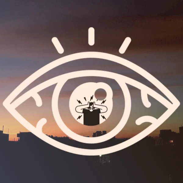 La silueta de un ojo con una ciudad al fondo.